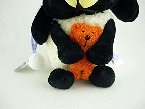 Shaun das Schaf Kuscheltier Timmy mit kleinem Bär, Schnuller und Schlafmütze, 25 cm, Farbe: Weiß/Schwarz