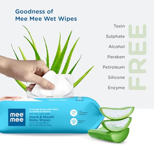 Image of Mee Mee Soft Gentle Baby Wet Wipes (72 Wipes) Pack of 2 | Infused with Aloevera and Vitamin E | Paraben & Sulfate Free | Cleansing Wipes | Wipes Combo for Babies