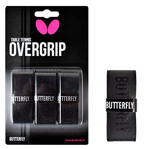 Butterfly Table Tennis/Ping Pong Paddle Overgrip Soft Tapes - Enhances The Feeling of The Handle - Maximum Sweat Absorption and Non-Slip Profile - Quantity: 3 Pieces (Black/Grey)