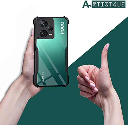 Image of A rtistque Clear Hard Transparent Acrylic Armor Anti-Drop Shockproof TPU Edge Back Cover Case for Poco X5 5G - Black
