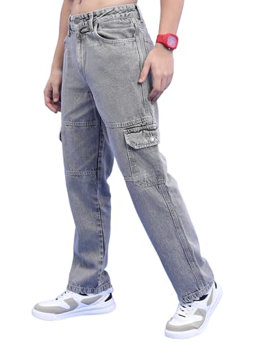 Image of Highlander Mens Relaxed Fit Denim Jeans for Man|Mid-Rise|Cotton Cargo Jeans for Men | Men Jeans