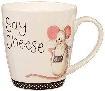 Alex Clark AC Sparkle Cherry SAY Cheese Mug 360ML OP STK 6, Bone China, Multi-Colour, 8.9 x 8.9 x 9.5 cm