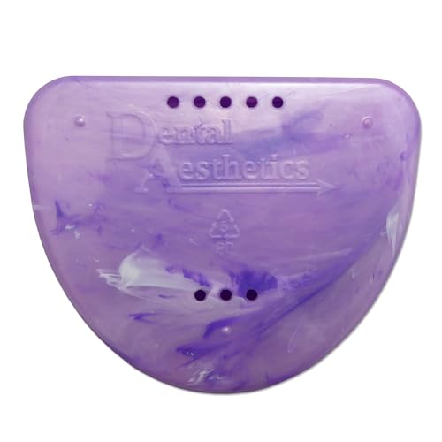 Schlanke kieferorthopädische Zahnarzttasche – Marmorfarben für Retainer, Bleichschalen, Zahnersatz und mehr (lila Marmor)