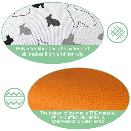 Alfombras de cocina antideslizantes con diseño lavable de conejito 6