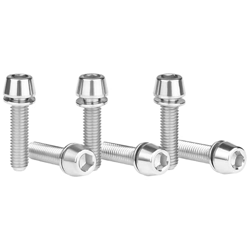 Image of Titanium Ti Allen Hex M5x16 18mm Tapered Head Bolt with Washer Screw for Bicycle Stem Parts Pack of 6 (Normal Titanium, M5x18mm)