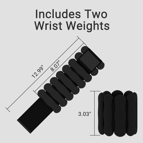 JORICY Adjustable Ankle Weights for Women Men Kids,Weighted Pilates Wrist Weights Set of 2(1Lb Each) Silicone Arm & Leg Weights for Strength Training Walking Swimming Home Gym Physical Therapy Black