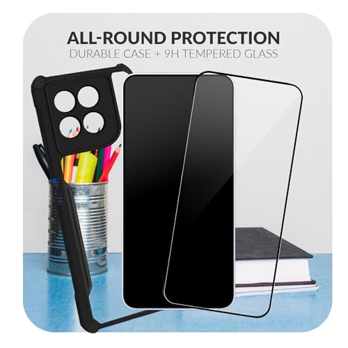 Image of Back Cover Case + Screen Protector for Motorola Moto G67 Power | Transparent & Black Mobile Phone Back Cover Case for Motorola Moto G 67 Power / G67 Power 5G | PC Black Mobile Back Cover