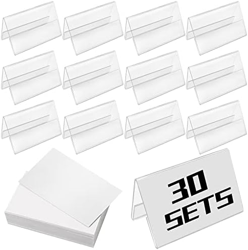 Amazon.com: BILLIOTEAM 50pack Mini Clear Sign Display Holder with Blank ...