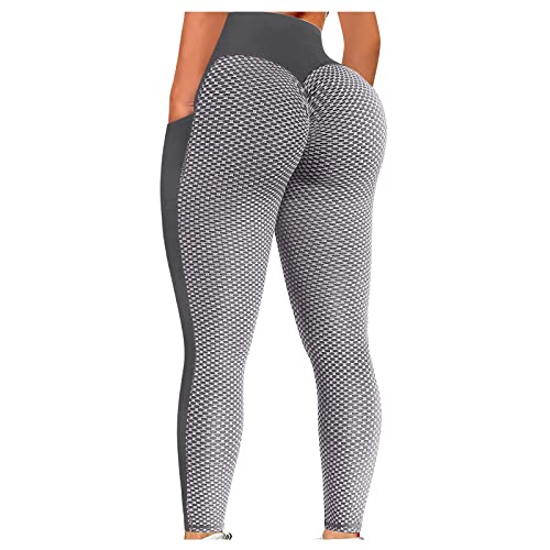 OYZ Leggings deportivos para mujer, pantalones de yoga push up, cintura alta, levantamiento de cadera, entrenamiento, correr, ropa deportiva, gimnasio, mallas, gris, S