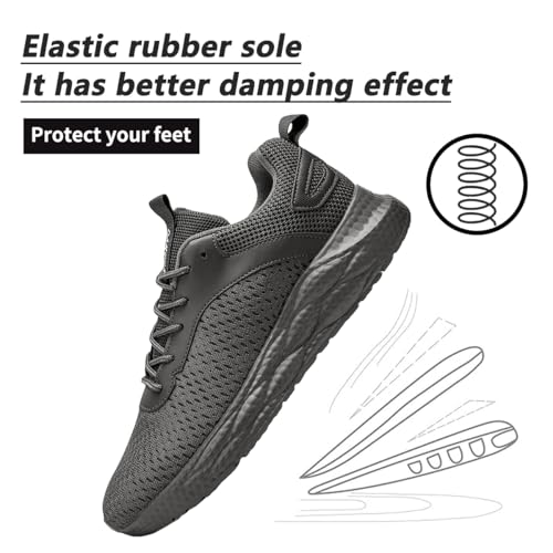 Image of DLWKIPV Men's Walking Shoes Running Sneakers Sports Athletic Workout for Gym Shoes Casual Comfortable Breathable Fashion Dark Gray US 10
