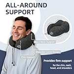 Travel Pillow with Extra Large Hood for Airplane Long Flights Privacy and Comfort Memory Foam with Skin-Friendly Cover for Road Trip Head&Neck Support for Plane Office Cars Sleeping & Rest (Grey) - Image 4