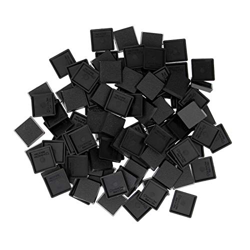 Bases carrées noires 25 mm en lot de 100 pièces plastique rigide pour soclage de table