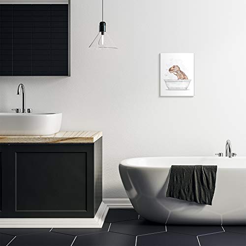 Image of T Rex Dino Bubble Bath Bathroom, 10 x 15 Inch Mounted Print on Wall Plaque