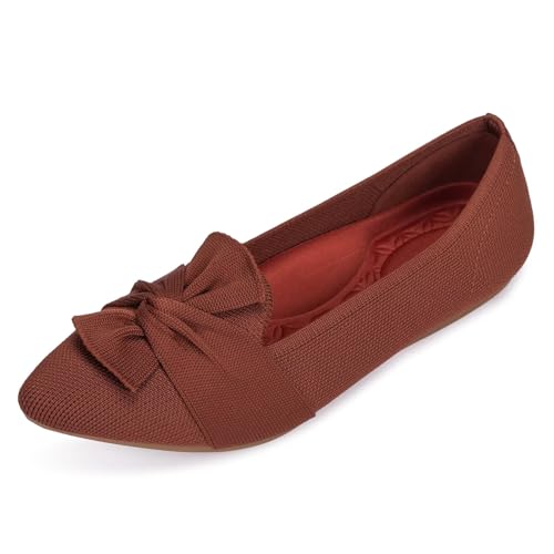 Image of Frank Mully Women's Casual Loafer Flats Slip On Loafer Shoes Comfortable Knit Flat Shoes Classics Pointy Toe Loafer Flats,for Work,Travel