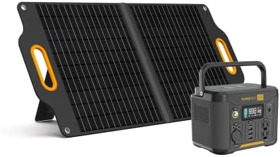 Powerness Solar Generator 300 Portable Power Station 296Wh with 80W Portable Solar Panel, Battery Powered Generator with 2x300W AC Outlets (Surge Power 600W) and PD 60W In/output for Outdoor Camping