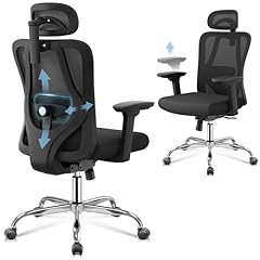 DEVAISE Ergonomic Office Chair Mesh Desk Chair High Breathable Back with 3D Headrest 4D Bouncing Armrests Swivel Computer Task Chairs for Home Office, Black