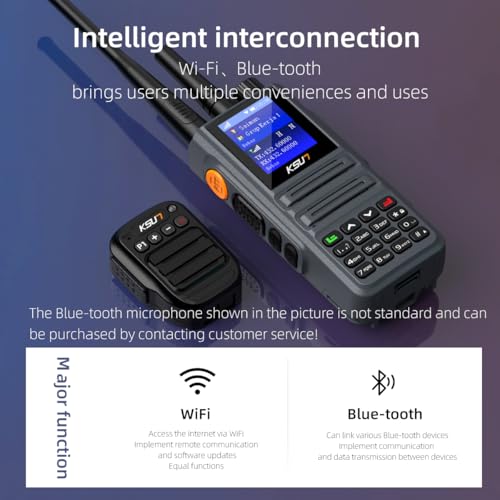 KSUN WiFi Walkie Talkie Long Range UHF Two Way Radio with Bluetooth 4G LTE Network Radio Dual PTT Antenna Handheld Transceiver w/GPS, POC Mobile Radio, Type-C Charging, ZL8668