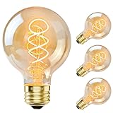 Dimmable Globe LED Vintage Edison Light Bulbs 60W Equivalent, E26 Base G25/G80 6W LED Amber Warm 2200K Edison Light Bulb, 4 PACK Decorative Amber Light Bulbs for Pendant Light/Chandelier/Wall sconces