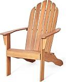 GOPLUS Adirondack Stuhl aus Massivholz, Gartenstuhl bis zu 160kg Belastbar, Gartensessel mit Armlehnen & Rückenlehne, Strandstuhl mit Lackierter Oberfläche, für Garten Strand Outdoor (Natur)