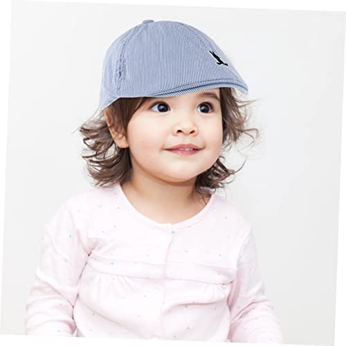 Kids Rabbit Beret Hat Striped Baby Beret for Toddlers Soft Cotton Material Cute Bunny Design for Summer Outdoor Wear Blue4