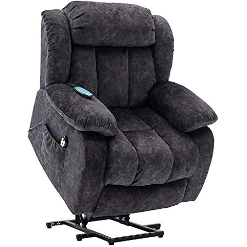 Power Massage Lift Recliner Chair with Heat & Vibration for Elderly, Heavy Duty and Safety Motion Reclining Mechanism Anti skid Fabric Sofa Contempoary Overstuffed Design (Gray) Cover
