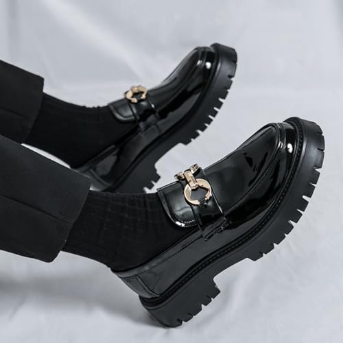 Men's Fashion Black and White Two Tone Chunky Platform Penny Loafers Classic Slip-On Lug Sole Business Work Dress Shoes Daily Non-Slip Shock Absorbing Casual Shoes4