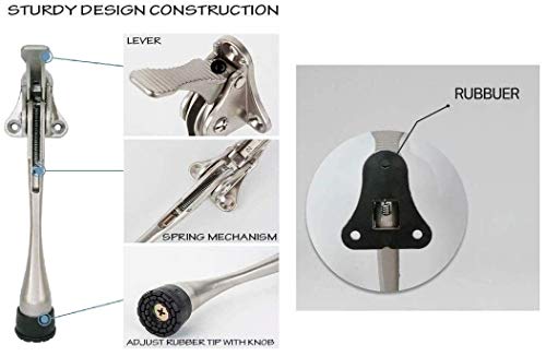 Ogc 6" Easy Semi-Automatic Door Stops - 6 Inch Door Stopper With A Height-Adjustable Rubber (Satin Nickel / 6Inch) #TOP3
