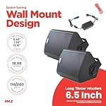 Pyle 6.5-Inch Wall Mount Waterproof Bluetooth Speaker System – Indoor/Outdoor Audio Pair with Built-in Digital Amplifier, Weather-Resistant Housing, High-Power Sound, Easy Installation (Black) - Image 5
