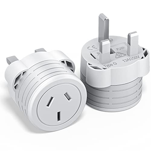 HEYMIX UK Travel Adapter 2-Pack, UK to AUS Universal Travel Plug, AU to UK International Power Adapter, UK to Australia Travel Power Adapter, UK Plug for England,Malaysia,Indonesia,Part Asia,Singapore