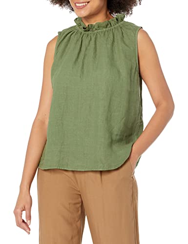 Image of Velvet by Graham & Spencer Women's Nova Woven Linen Top Blouse, Basil, S