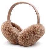 MDSTYLE Ear Muffs for Women Winter Foldable Fuzzy Cold Weather Outdoor Earmuffs Soft Ear Warmers Covers (Brown)