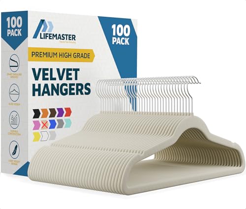 Lifemaster Velvet Non-Slip Coat Hangers (100-Pack)