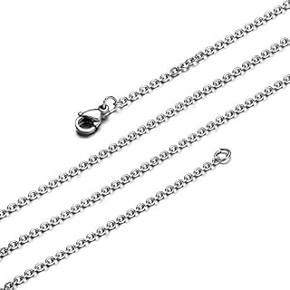 Wholesale 12 PCS Genuine Stainless Steel Fine Cable Chain Necklace Chains Bulk for Jewellery Making 18-30 Inches (26inch 2mm)