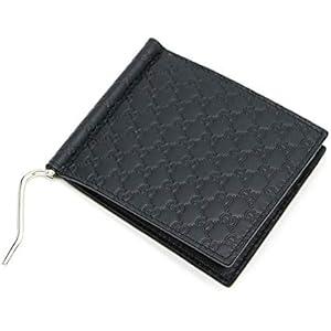 新作揃え GG柄 シマ 【極美品】グッチ マネークリップ ブラック 二