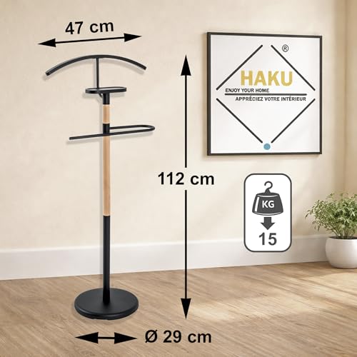 HAKU Herrendiener Schlafzimmer buche schwarz Massivholz Metall stummer Diener mehrfarbig - Maße: B 47 x H 112 x T 29 cm, Style: Modern