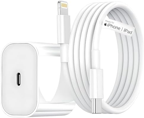Original Apple-Certified 20W USB-C Charger with Lightning Cable | Fast iPhone Charger for iPhone 11, 12, 13, 14, XR, XS/PRO/MAX, SE & iPad | MFi Certified Adapter and Charging Cable Combo (White)