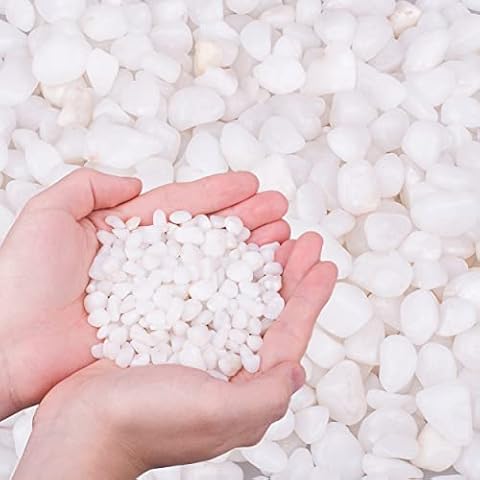 HOT SEAL 2.9 LB White Polished Pebbles 3/8", Natural Decorative Smooth River Rocks, Gravel Size White Small Pebble Stone for Succulent, Bonsai, Potted Plants, Landscaping, Fairy Garden, Aquarium Cover