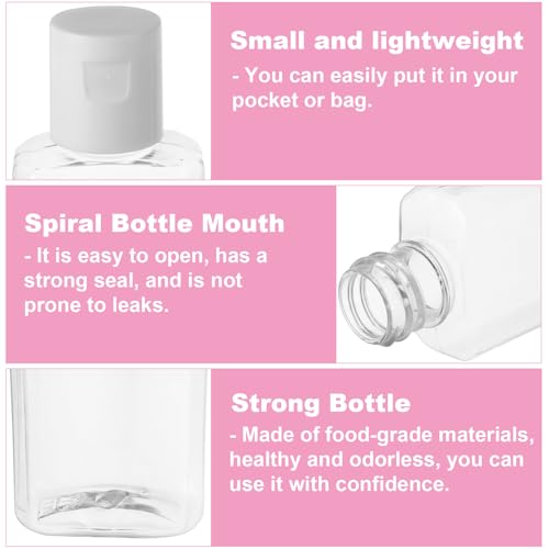CYEAH 120 Pcs Plastic Travel Bottles 1oz Mini Shampoo Bottles Small Empty Bottles Refillable Cosmetic Containers with Flip Cap Clear Portable Small Bottles for Liquid, Lotions, Toner, Body Soap3