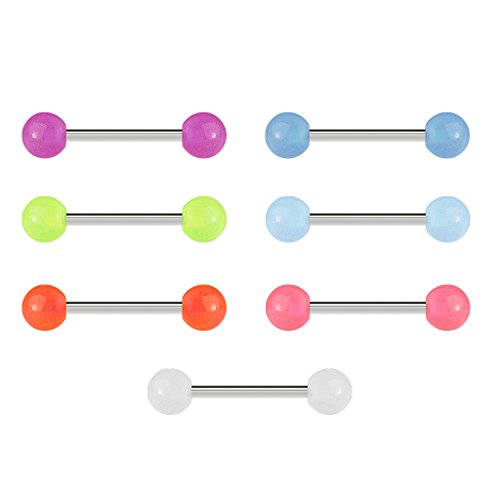 lot de 7 Piercing de langue phosphorescent
