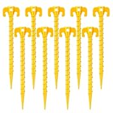 Hikemax 15 Pack Plastic Spiral Tent Stakes - 10 Inch Heavy Duty Screw-in Sand Anchors Pegs - Windproof Plastic Ground Anchor Stakes for Secure Tents, Inflatables, Canopies, Tarps, Garden Structures