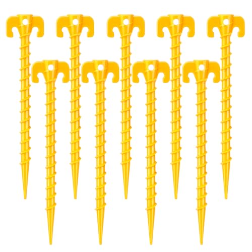 Hikemax 15 Pack Plastic Spiral Tent Stakes - 10 Inch