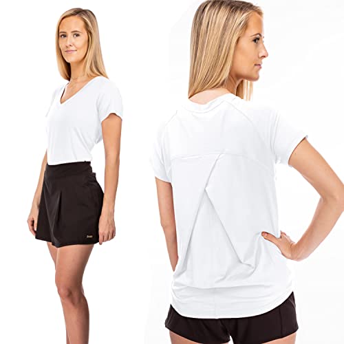 Camiseta Blanca para Mujer Transpirable de Cuello En V con Espalda Cruzada Franklin Sports 5