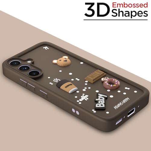 Image of Pikkme Back Cover for Samsung Galaxy A54 5G | Cute Fun Cartoon 3D Bear Silicone Full Body Protection Bumper Cover (Brown)