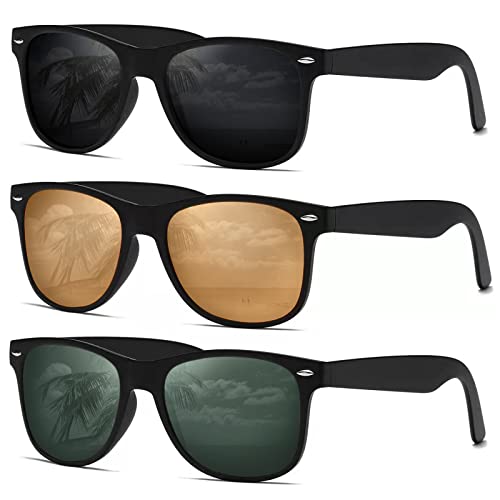 DEMIKOS Sunglasses Men Polarized Sunglasses for Mens Womens Retro Mirror Lens for Driving Fishing UV Protection A17-grey/Tea/Green