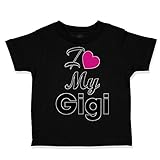 Custom Toddler T-Shirt I Love My Gigi Grandmother Grandma Cotton Boy & Girl Clothes Funny Graphic Tee Black Design Only 2T