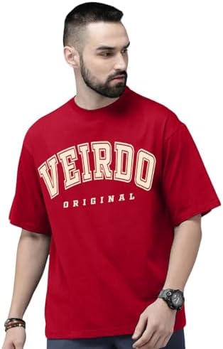 Veirdo® Pure Cotton Green, Royal Blue, Red, Navy Blue & Swan White Oversized Fit Originals Typographic Printed Half Sleeve T-Shirt for Men & Boys (Available in Sizes S to 2XL)