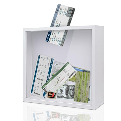 Caja de aventura para viajes ZEEYUAN de 30,5 x 30,5 cm con ranura superior para recuerdos de madera 8