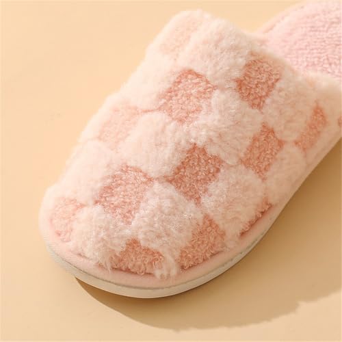 Checkered Slippers for Women Memory Foam, Warm Cozy Plush Non-Slip Slippers, Comfy House/Home Shoes, Winter Men2