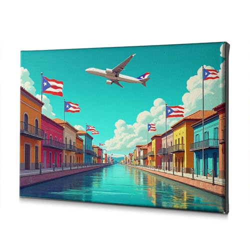Toile Pâques drapeaux portoricains avion pour décoration murale