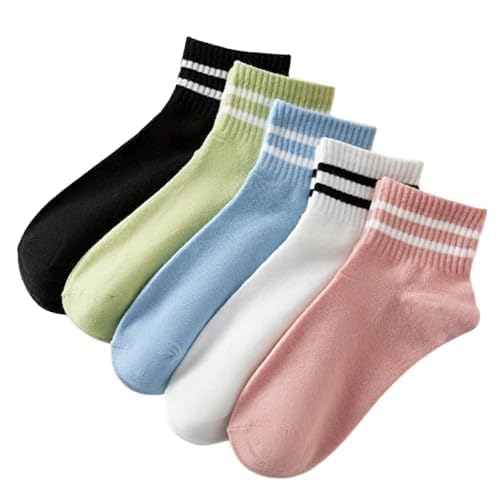 Cotton Ankle Socks for Women & Men | Soft Breathable Comfortable Striped Design | Casual & Sports Use | Daily Comfort Socks (pack of 5)-image-32